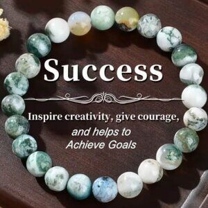 Success & Creativity Bracelet – Green & White Marbled Stone